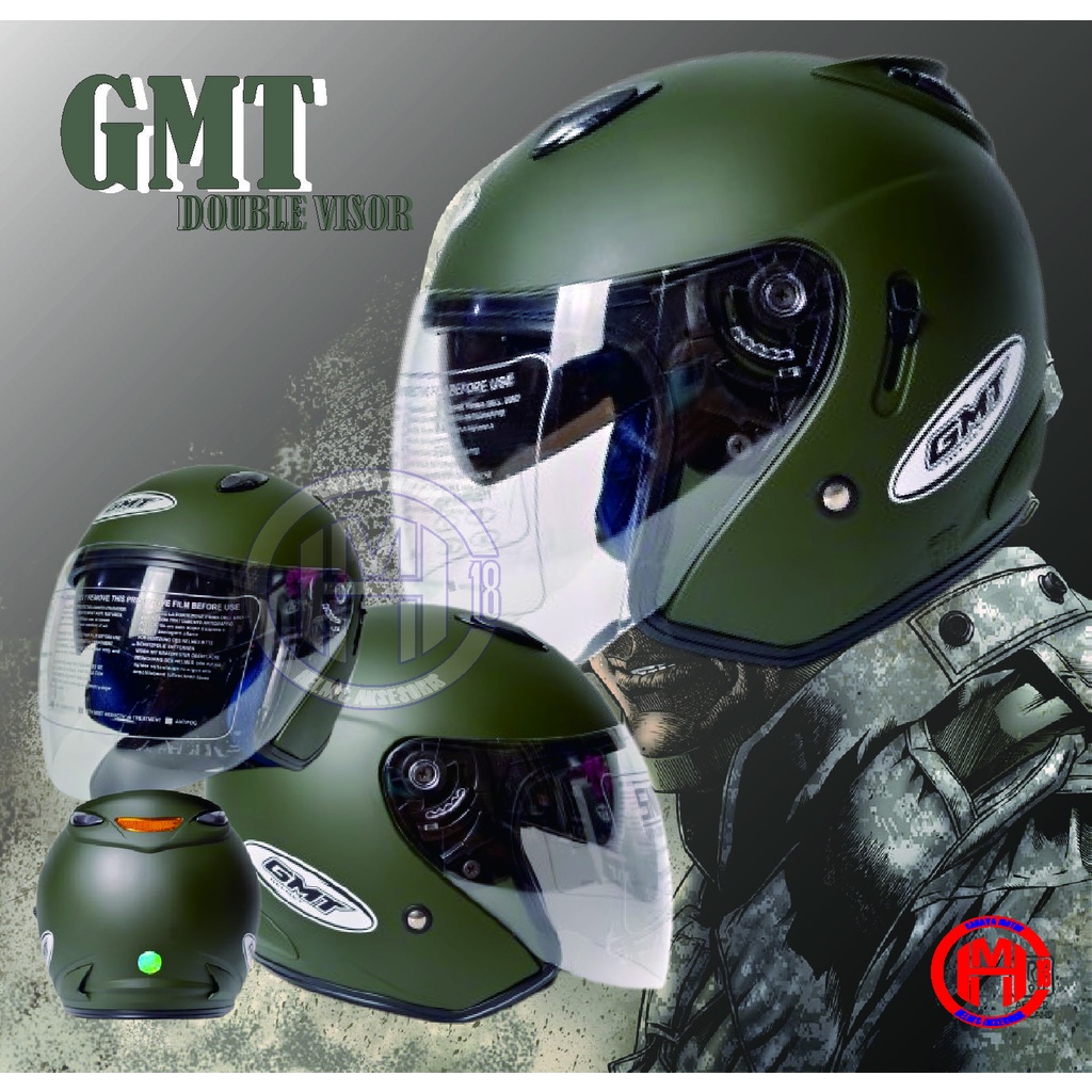 Jual Helm Gmt Army Dop Model Ink Centro Double Visor Shopee Indonesia