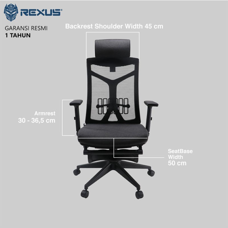 Jual Rexus Ergonomic Office Chair Kursi Kantor NC1 / NC1 Max Footrest
