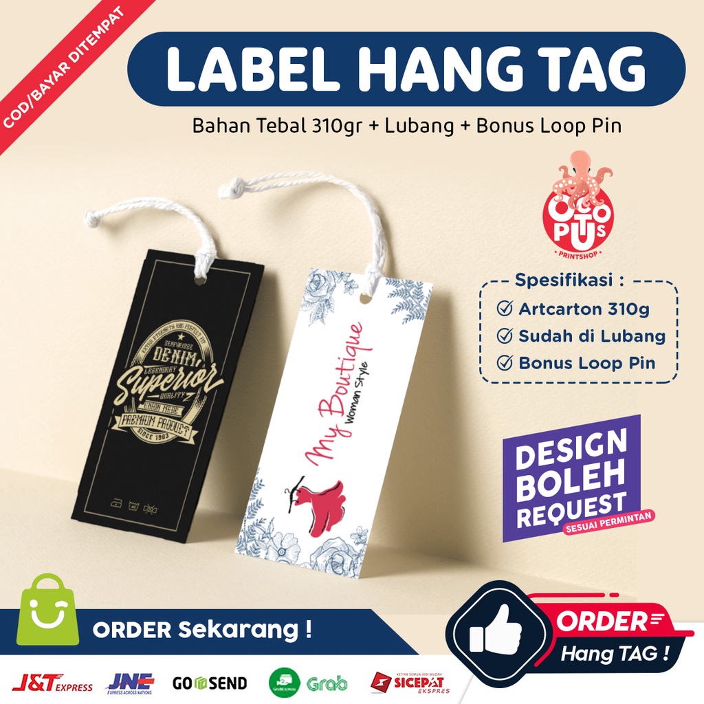 Jual Label Hang Tag Custom Size 2 bonus tali label baju custom ...