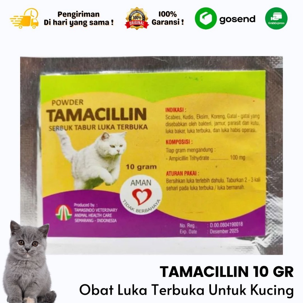 Jual Obat Serbuk Powder TAMACILLIN 10 GR Untuk Luka Terbuka | Shopee ...