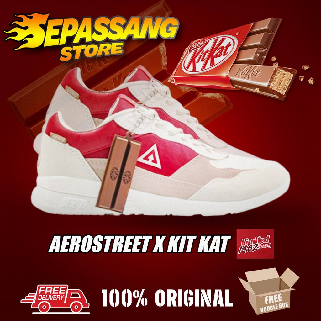 Jual Aerostreet X Kit Kat 37-44 Merah Putih Krem - Sepatu Sneakers ...