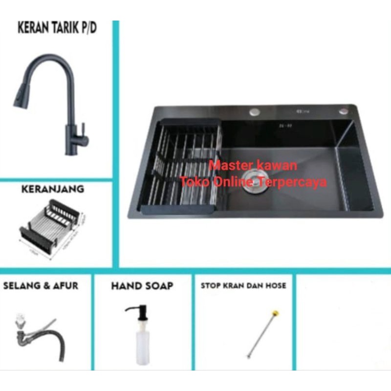 Jual Paket Kitchen Sink Stainless Jkm Hitam Black Bak Cuci Piring Jkm Black Shopee