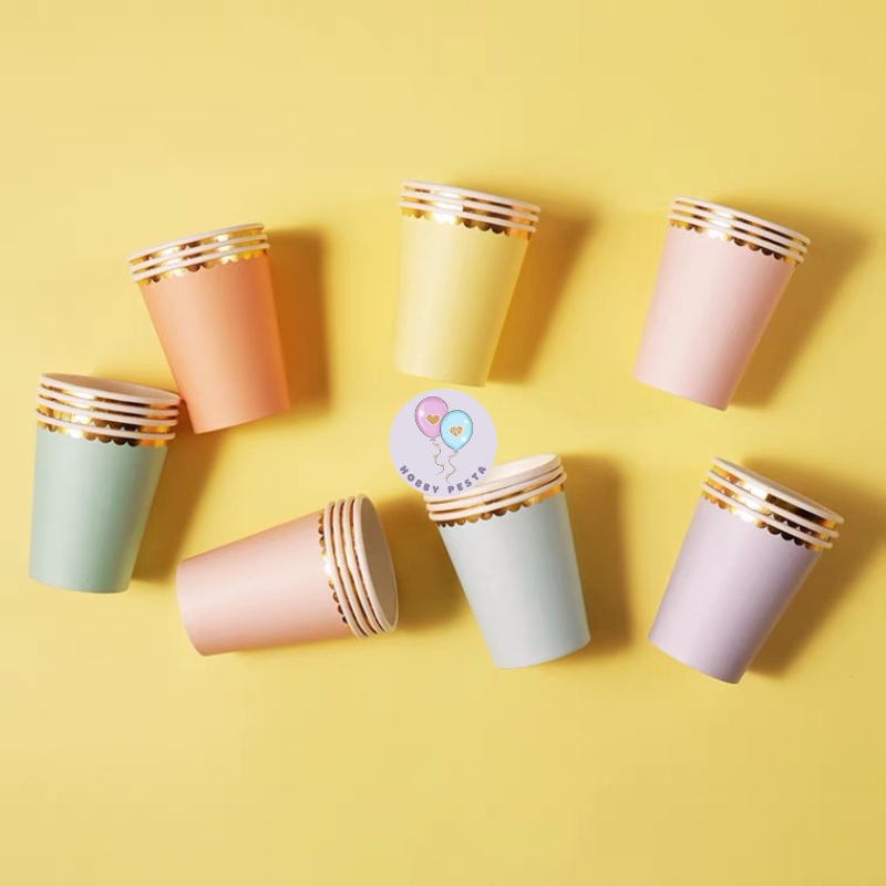 Jual PIRING KERTAS ULTAH POLOS LIST GOLD ISI 10 PCS / PAPER CUP MOTIF ...