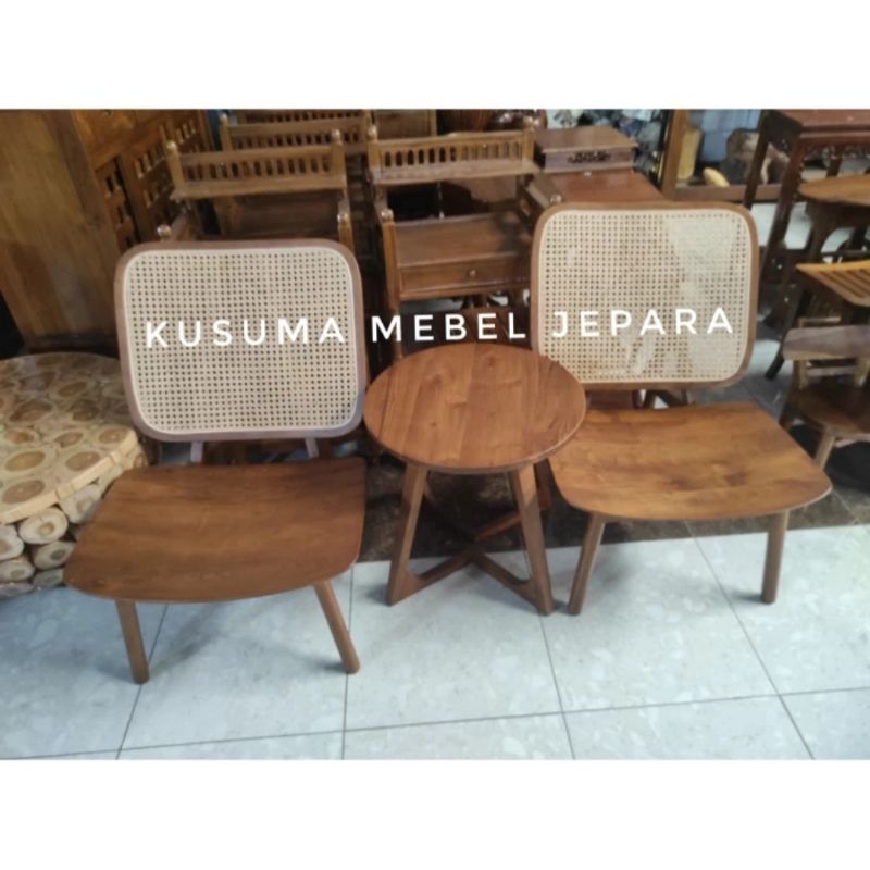 Jual Set Meja Kursi Teras Jengki Anyaman Rotan Kayu Jati Kursi Meja Shopee Indonesia