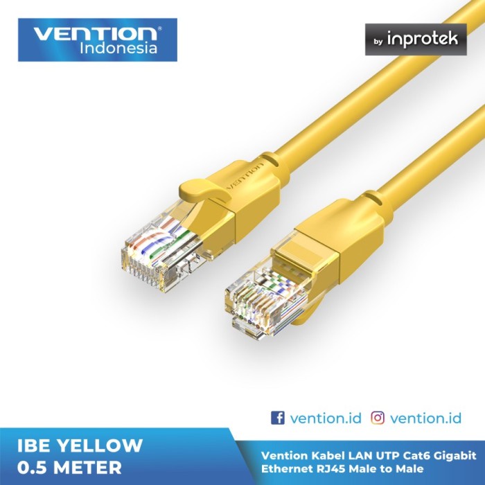 Jual VENTION KABEL LAN CAT 6 GIGABIT ETHERNET RJ45 UTP YELLOW | Shopee ...