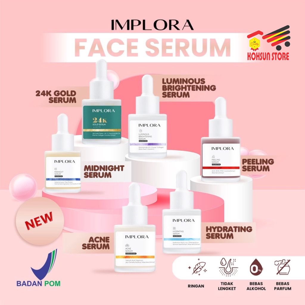 Jual Implora Serum Skincare Wajah All Type Skin Acne Brightening Peeling Midnight