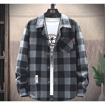 Pengiriman Cepat Kemeja Flanel Motif Kotak Coklat Lengan Panjang Pria Kualitas Import