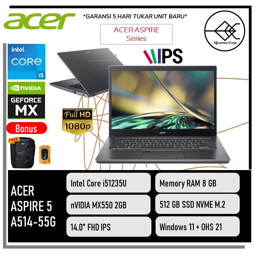 Jual Acer Aspire Slim A G Mx Gb Core I U Gb Ssd W Ohs Fhd Ips Backlit