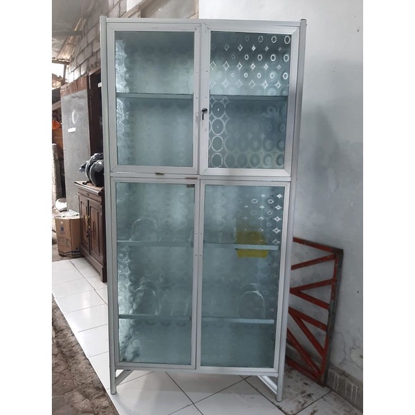 Jual RAK PIRING TERTUTUP ALUMINIUM | RAK PIRING FULL KACA | Shopee