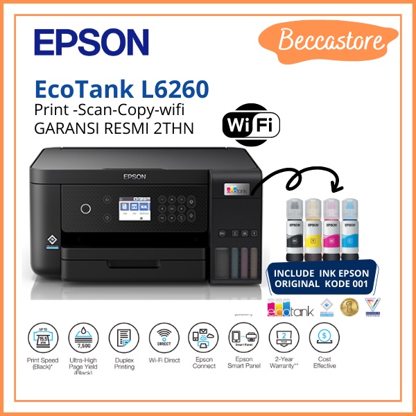 Jual Printer Epson L6260 Ink Tank Print Scan Copy Duplex Wifi New Ganti L6160 Garansi 8457