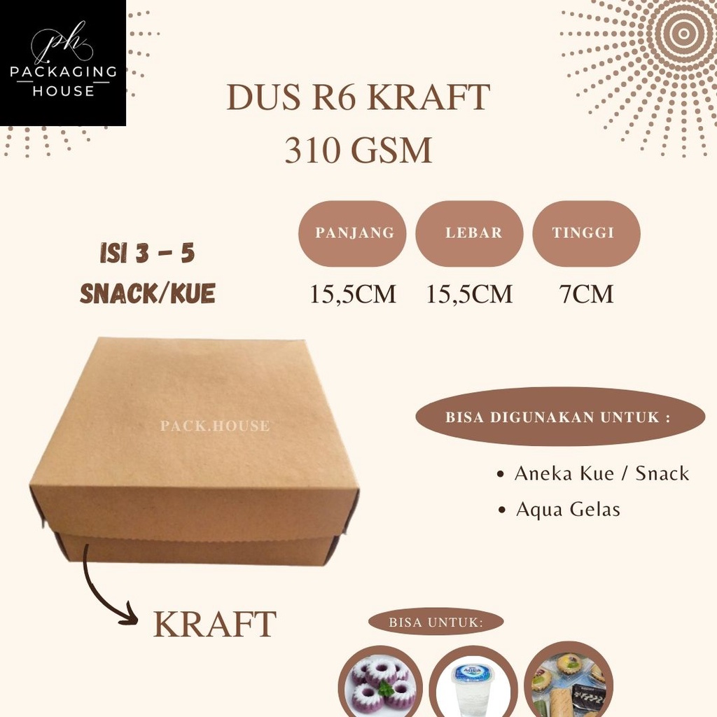 Jual Dus Kraft R6 310 Coklat | 10 pcs / pack | Kotak Nasi Coklat R6 15 ...