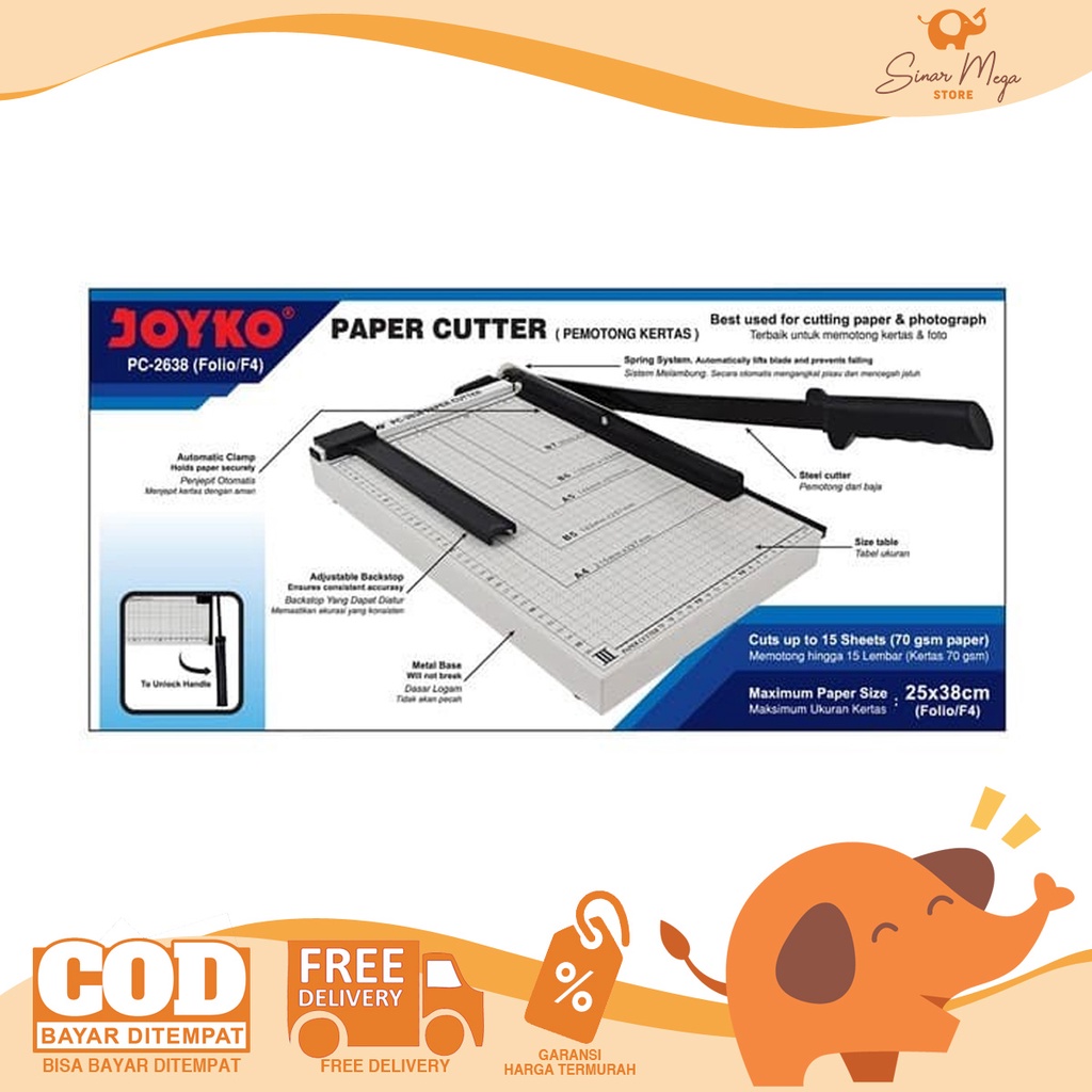 Jual Joyko Paper Cutter Pc 2638 Folio F4 Alat Pemotong Kertas Murah