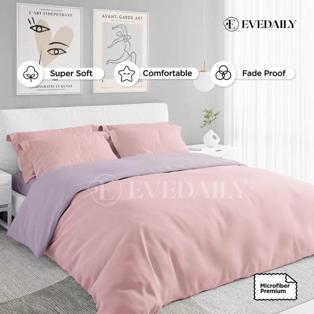 Jual Bedcover Set Two Tone Plain Baby Pink Mix Lavender 90x200 ...