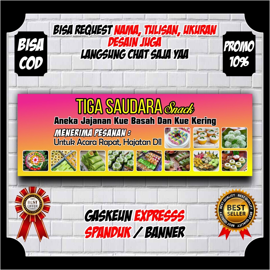 Jual spanduk banner kue basah viral enak spanduk jualan kue basah