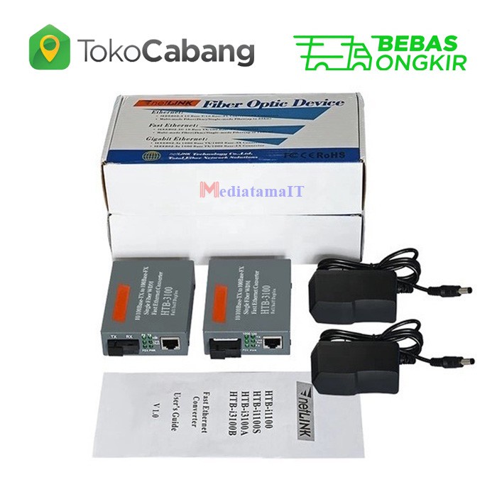 Jual Fiber Optic Media Converter to RJ 45 RJ45 HTB-3100 A+B Netlink ...