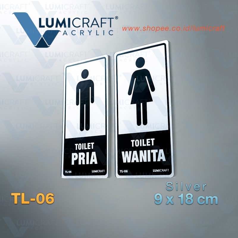 Jual Sign Toilet Akrilik Lambang Pria Dan Wanita Acrylic Silver 9 X 18 Cm Satu Set Lumicraft 8758