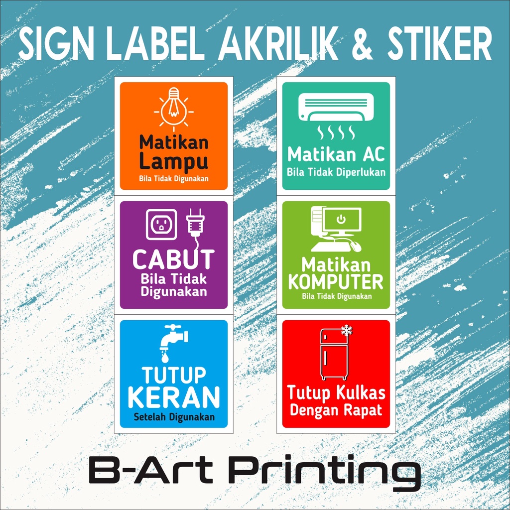 Jual Murah Sticker Waterproof Hemat Energi Matikan Lampu Matikan Komputer Matikan Ac Tutup Kran