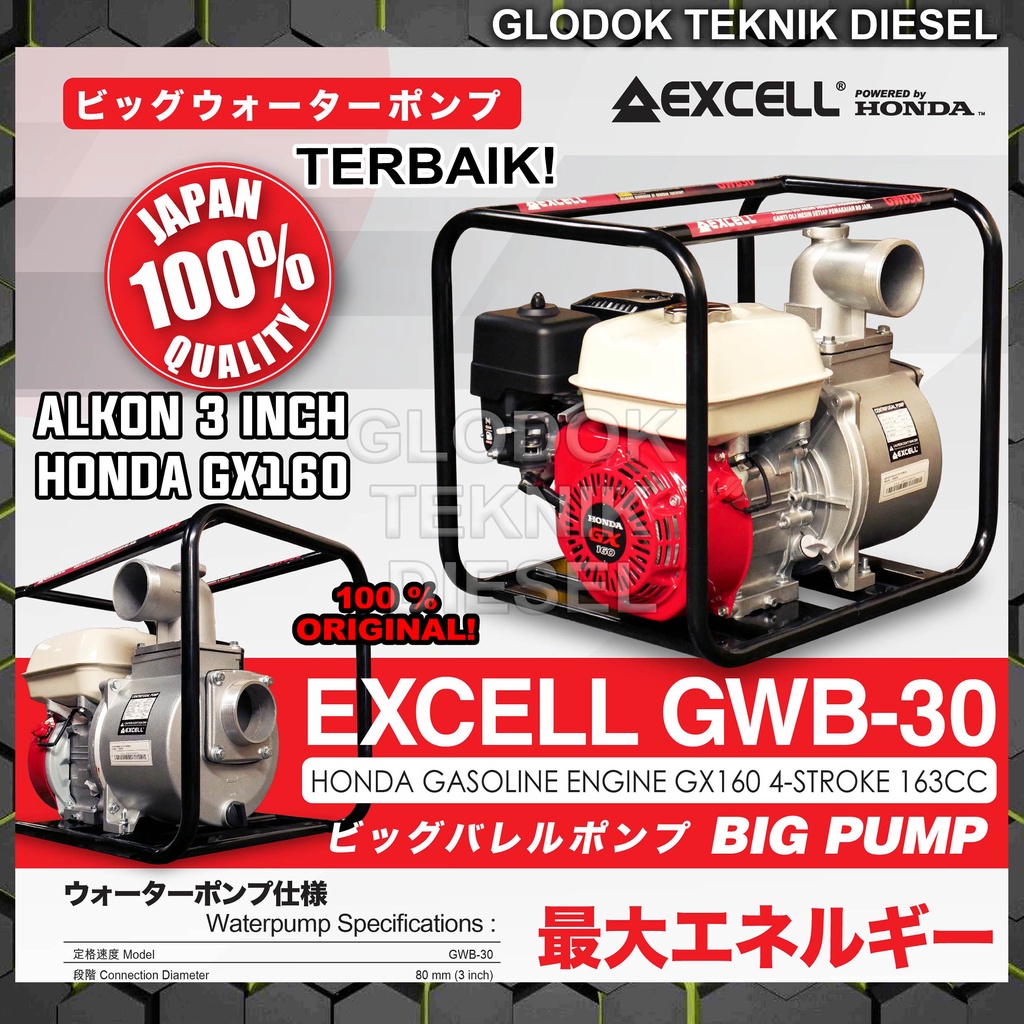 Jual Alkon Mesin Pompa Air Inch Honda Gx Water Pump Excell Gwb Original Shopee Indonesia