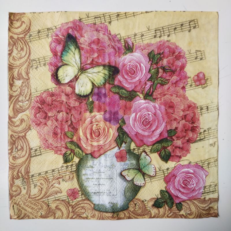 Jual Decoupage napkin / tisu decoupage / tisu gambar motif bunga vas