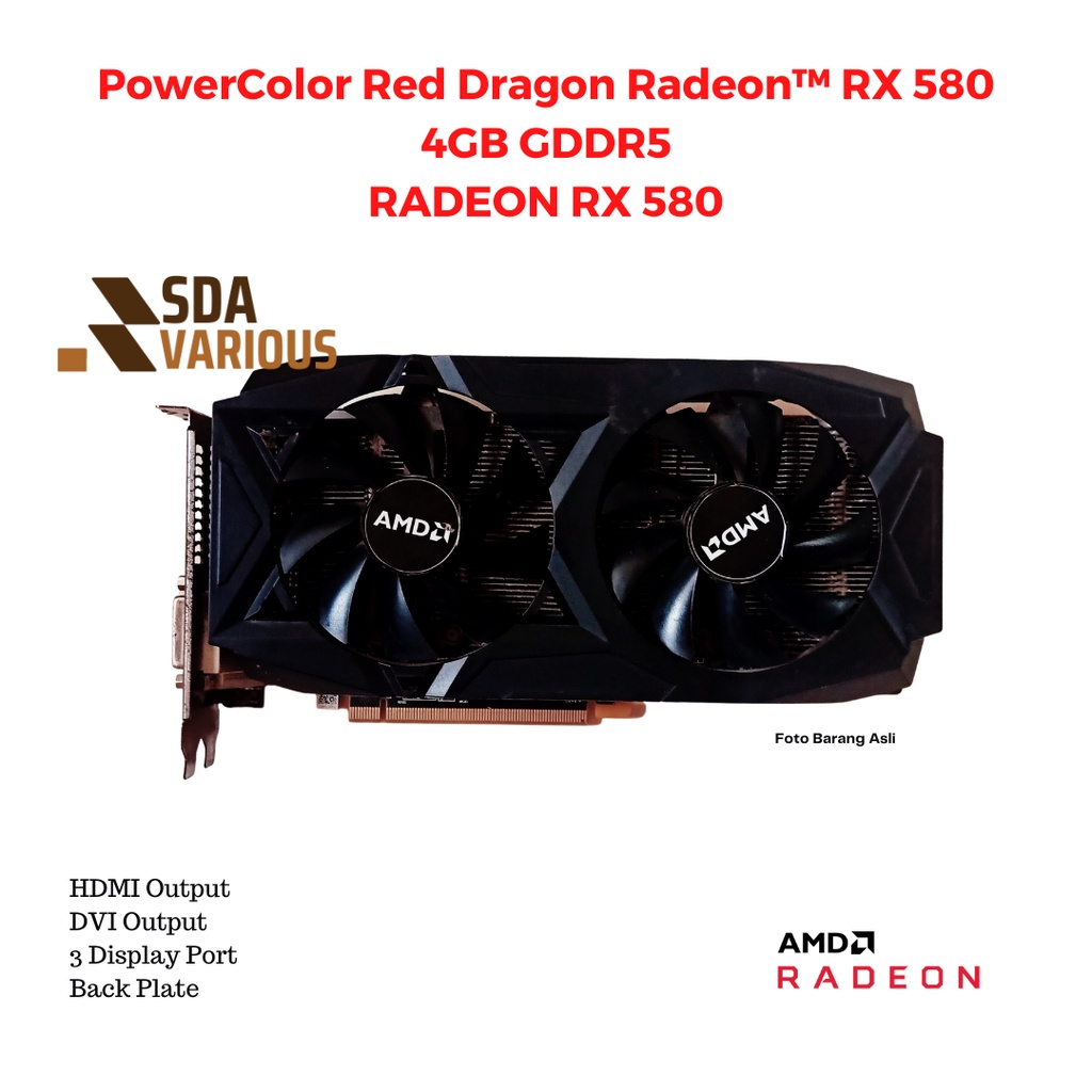 Jual PowerColor Red Dragon Radeon™ RX 580 4GB GDDR5 RADEON RX 580 OC ...