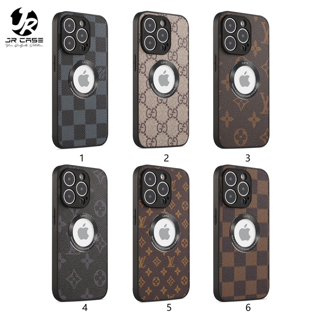 PREMIUM LEATHER CASE MOTIF LUBANG LOGO iPhone 13 PRO MAX 14 PRO MAX 14 PLUS  BRAND LV. GUCCI. BRANDE GLASS CAMERA PROTECTOR OtterBox Box Softcase Soft  Case Silikon Silicone Jelly Hardcase