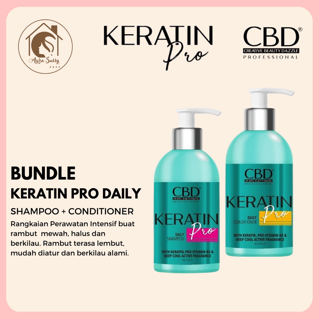 Jual CBD Keratin Pro Daily Bundle Shampoo + Conditioner 250ml | Shopee ...