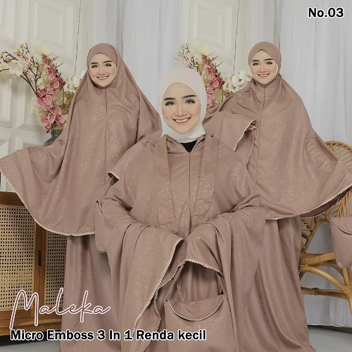 Mukena Naqiah Micro Emboss 3 IN 1 Renda Besar Mukena Dewasa | AutoStock