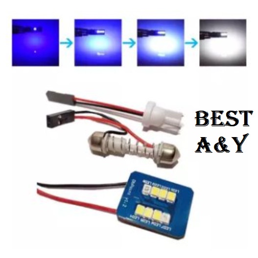 Jual Lampu LED Plafon Kabin Mobil T10 Ambience Welcome Putih Biru 8
