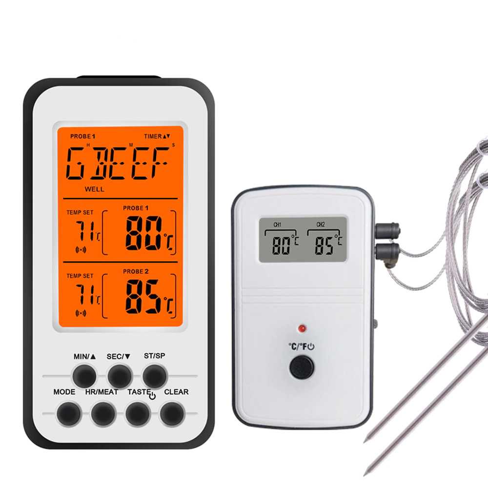 Jual Termometer Makanan Daging Digital Wireless 2 Probe with Timer ...