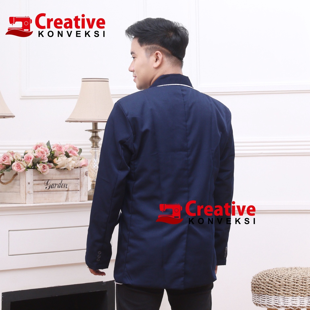 Jual JAS SEKOLAH MODEL KOREAN STYLE . NAVY LIS PUTIH / JAS OSIS SMP SMP ...