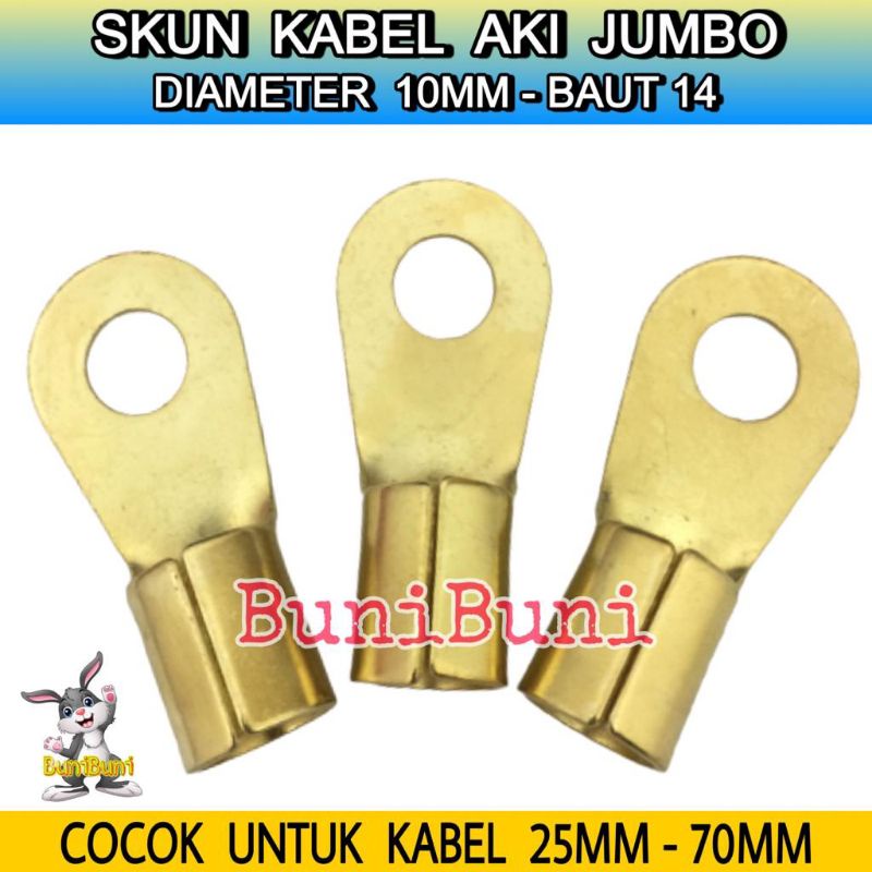 Jual SKUN Terminal Klem Kabel Aki JUMBO Ring Bulat M10 Baut 14 - KUNING ...