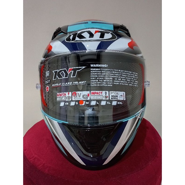 Jual KYT R10 Flat n pin lock AQUAMARINE, Race edition Rosamonte, Kabuki ...