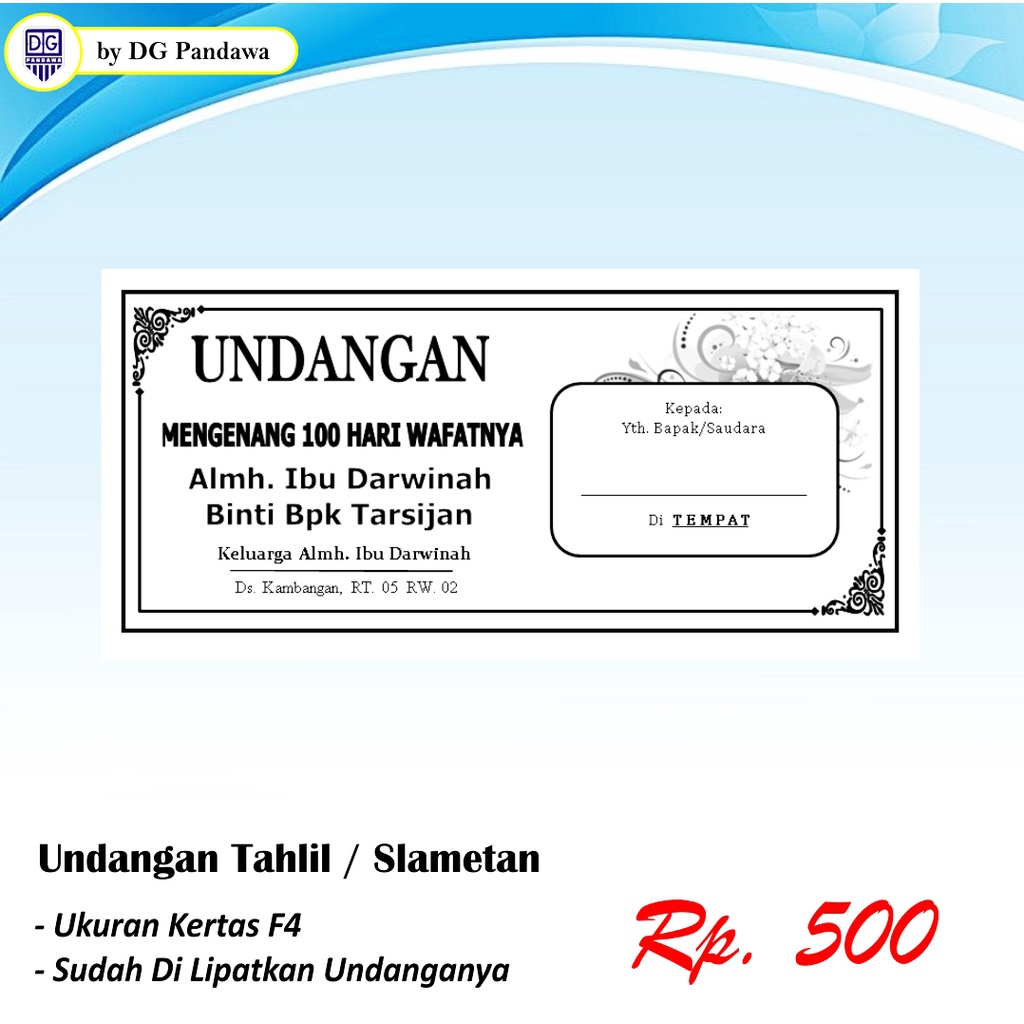 Jual UNDANGAN TAHLIL / SLAMATAN MURAH | Shopee Indonesia