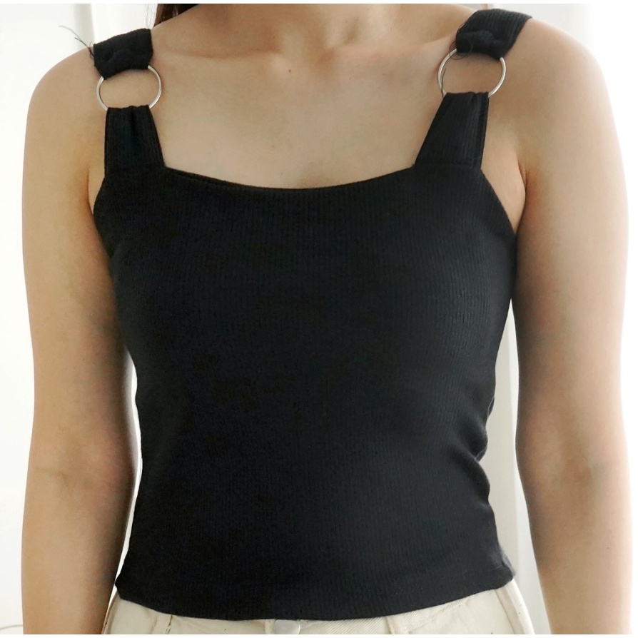 Jual CAVALU Knit Korean Tank Top Crop Top Rajut Square Tank Baju Atasan ...