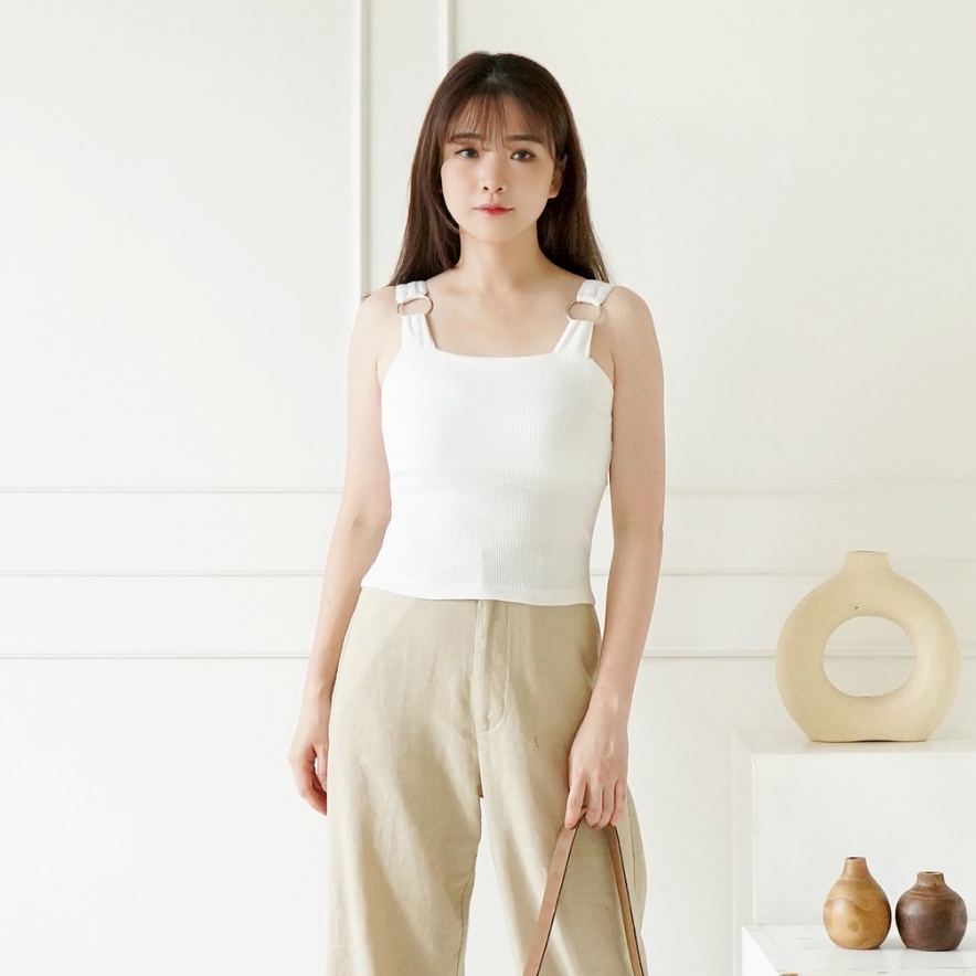 Jual CAVALU Knit Korean Tank Top Crop Top Rajut Square Tank Baju Atasan ...