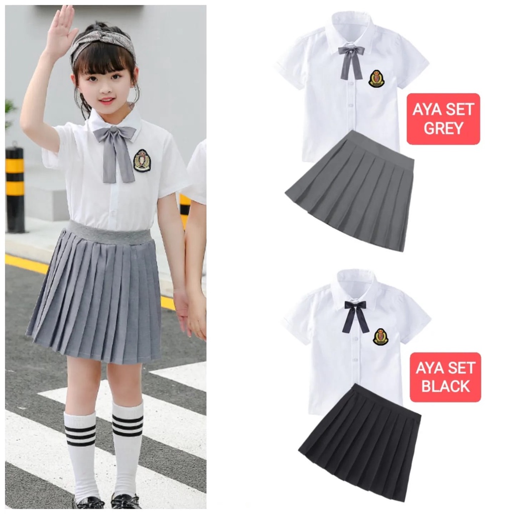 Jual AYA SET BAJU SETELAN ANAK CEWEK SERAGAM SEKOLAH ALA JEPANG KOREA