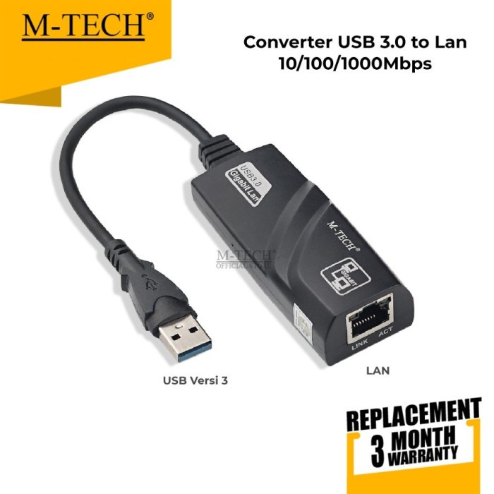 Jual M-Tech USB to LAN GIGABIT - USB 3.0 to LAN Cable 10/100/1000Mbps ...