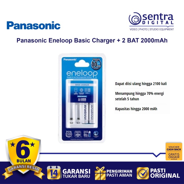 Jual Panasonic Eneloop Basic Charger 2 Aa Battery 2000mah Shopee