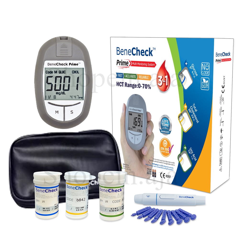 Jual Alat Lengkap Benecheck Prime KIT 3in1 GCU GUla Glucose Asam Urat ...