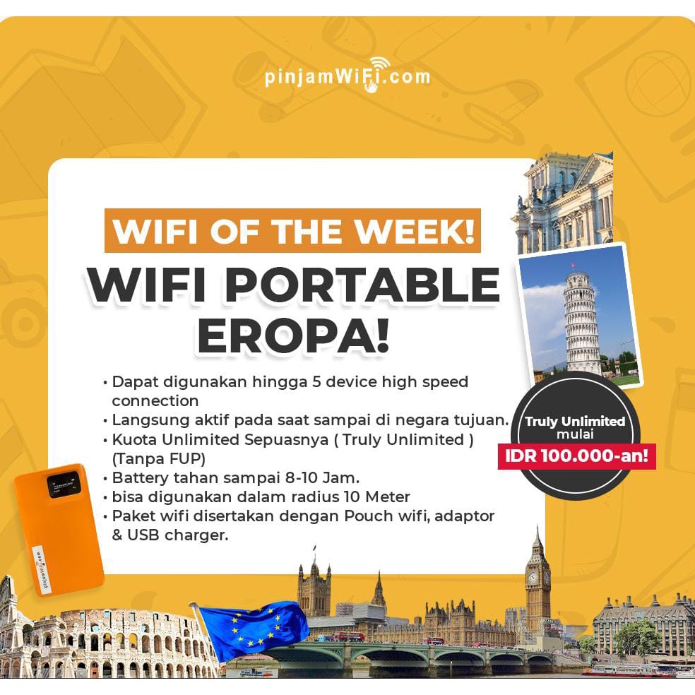 Jual Pinjam Wifi Sewa Modem Portable Eropa Harian Truly Unlimited