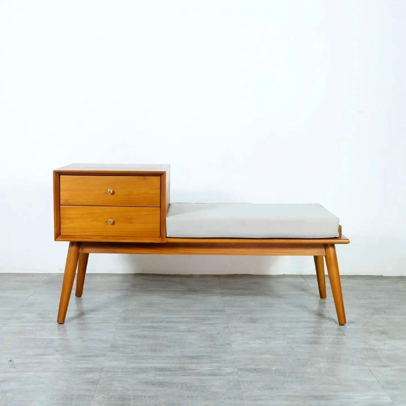 Jual Bench Kursi Sofa Meja Telepon Retro Kayu Jati Minimalis 2 Laci