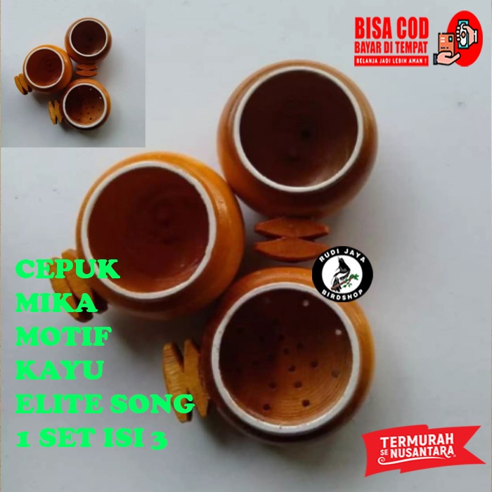 Jual Ready Cepuk Set Isi Motif Kayu Klasik Elite Song Wadah Tempat Makan Pakan Minum Mika