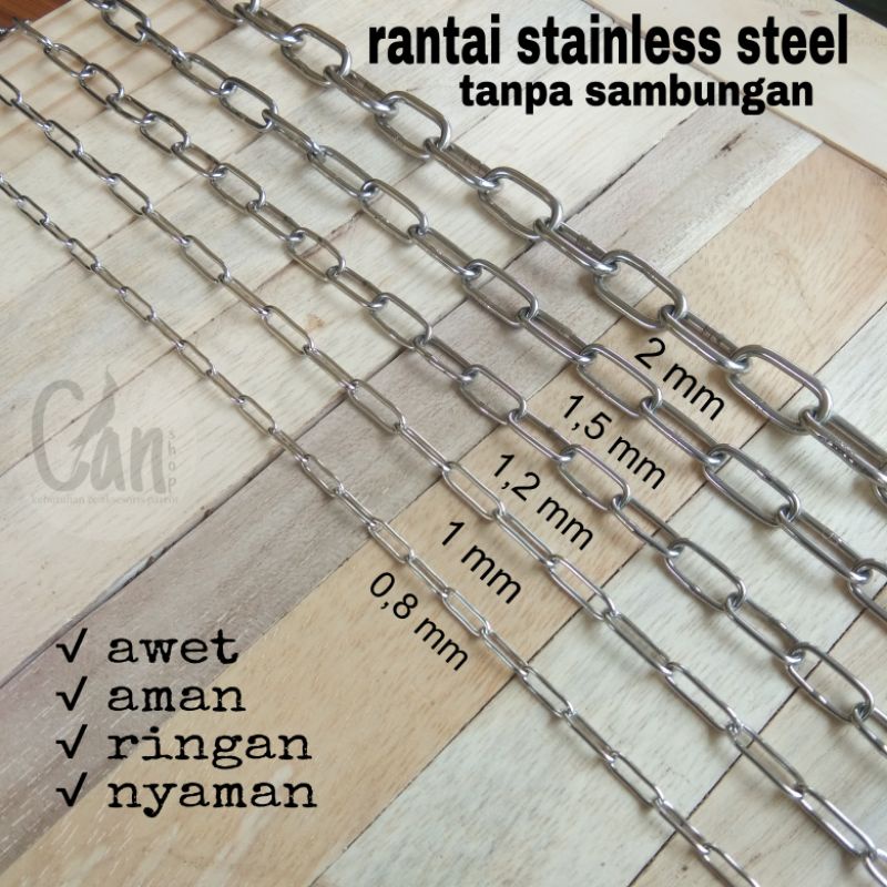 Jual rantai burung parrot stainless stell ukuran 0,,8 mm, 1mm, 1,2mm, 1 ...