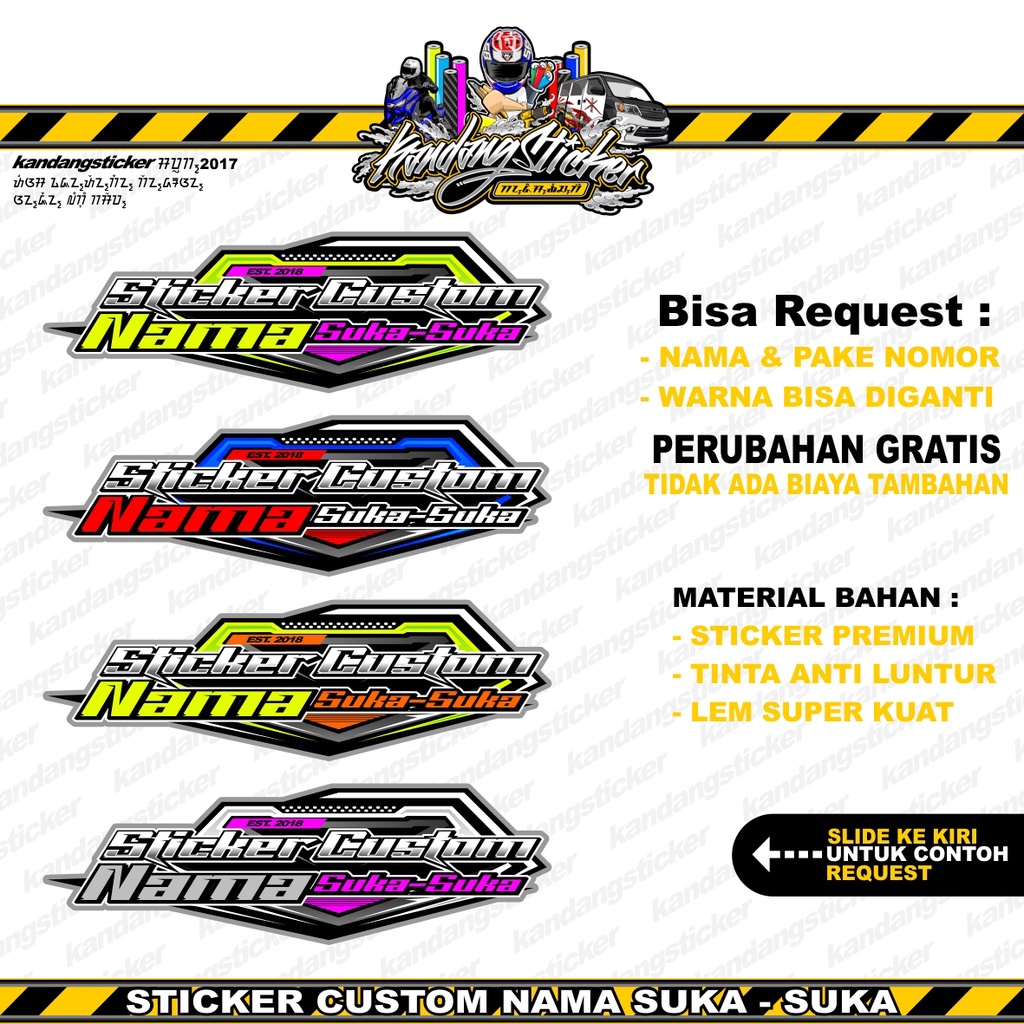 Jual Stiker Racing Custom Satuan Nama Suka Suka Sticker Custom Stiker