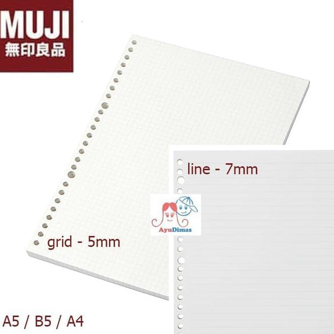 Jual Baru.. MUJI Loose Leaf paper A5/B5/A4 line / Grid / Dot / Blank kertas PMC Shopee Indonesia