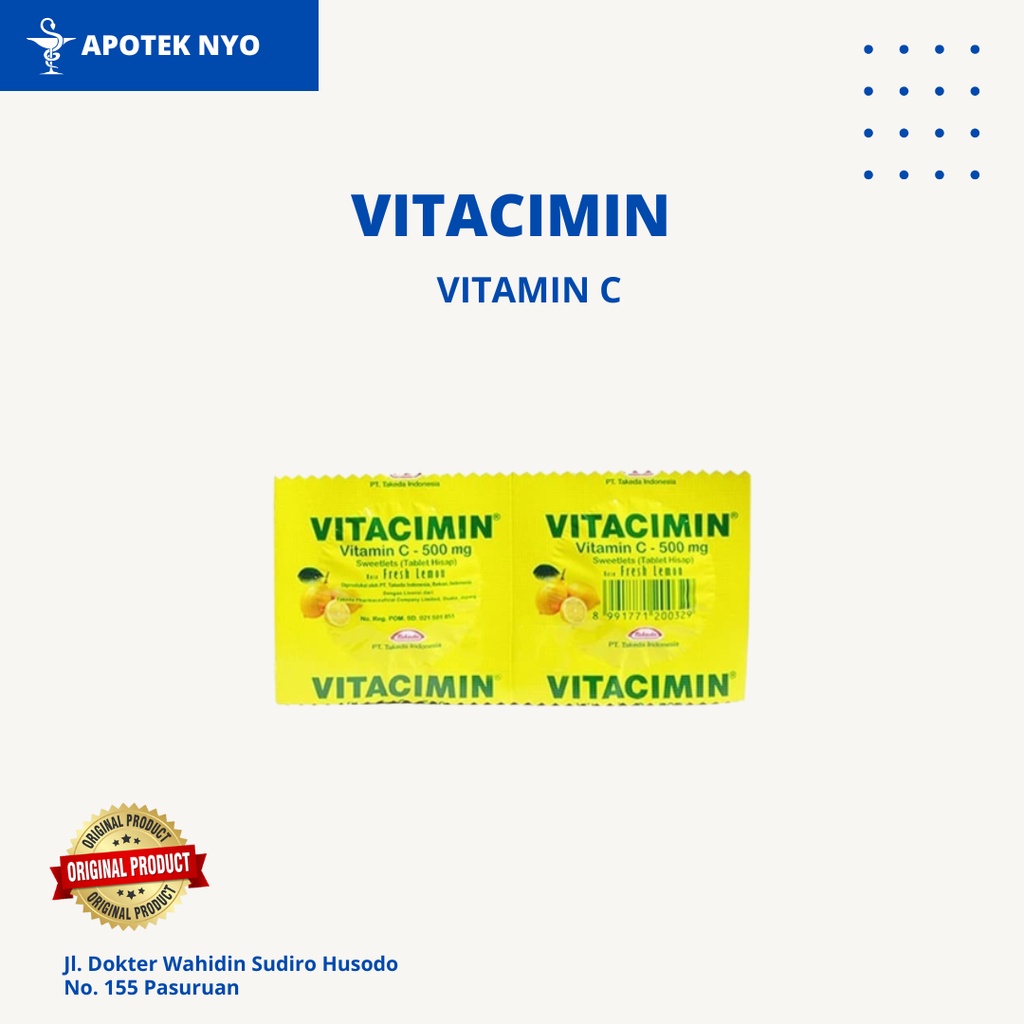 Jual VITACIMIN VITAMIN C RASA LEMON 1 LEMBAR 2 TABLET Shopee Indonesia