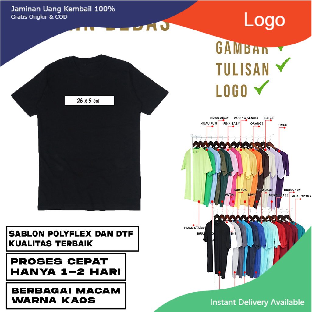 Jual Kaos Custom Tipe A   Baju Satuan Desain Bebas   Kata-kata Foto 