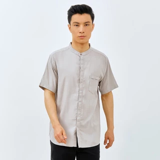 M231 Kemeja Pria Koko Shanghai Polos Pendek Abu 2975F