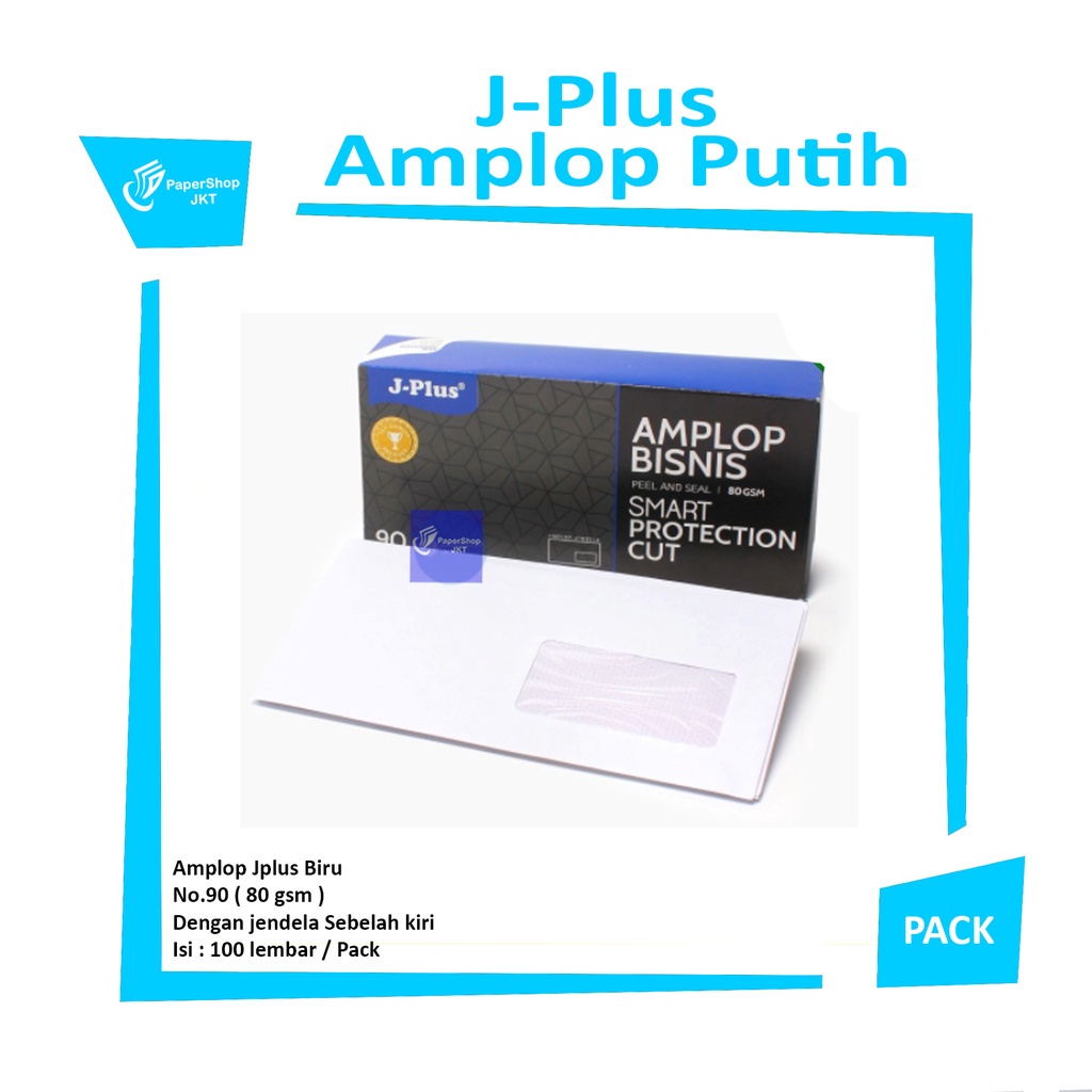 Jual JPLUS - Amplop Putih Jendela Kiri - Amplop Window No.90 Biru ...