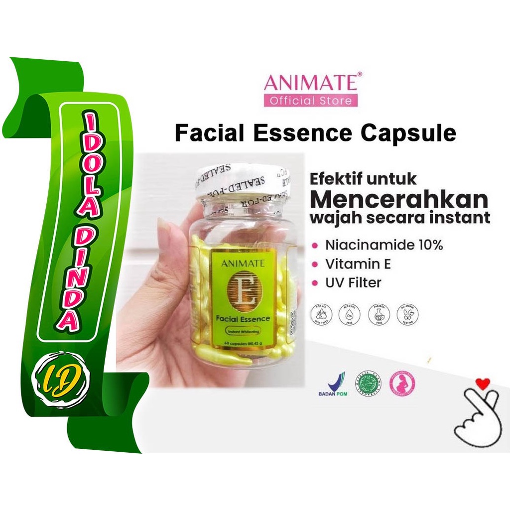 Jual ANIMATE VITAMIN E FACIAL ESSENCE ISI 60 CAPSULE KAPSUL PER BOTOL